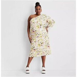 Future Collective One Shoulder Linen Dress Multicolor Medium